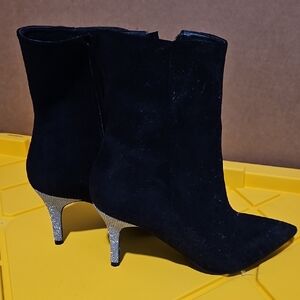 Billini Black Heeled Boots with Glittering Silver Heel